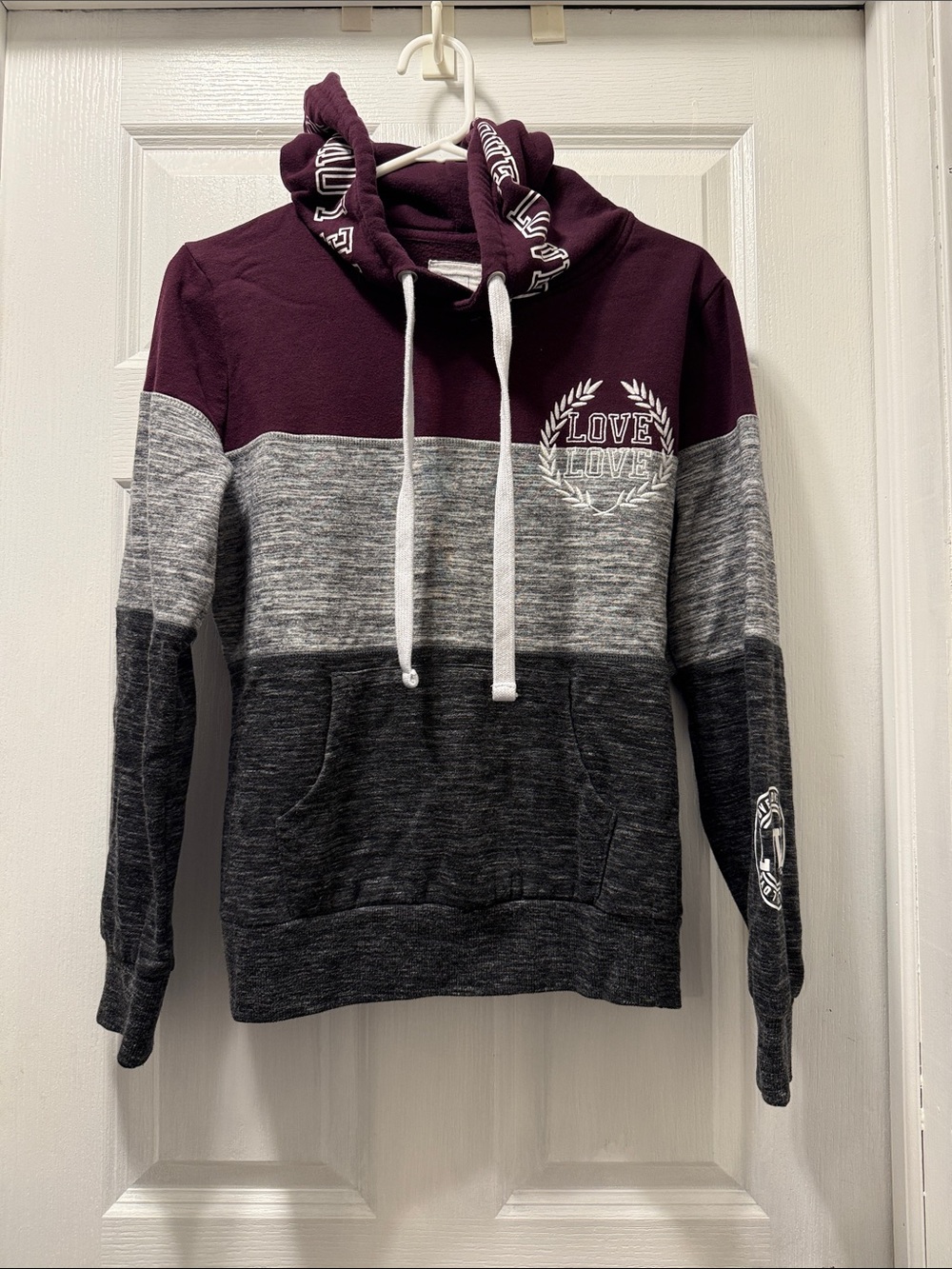 Reflex Colorblock Hoodie in Plum, Heather Gray & Charcoal